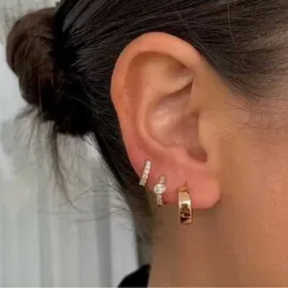 Gold Hoop and CZ Stud Earring Set - Women Jewelry